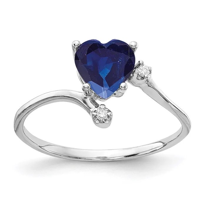 Rings 14k White Gold 6mm Heart Sapphire A Real Diamond ring Goldia