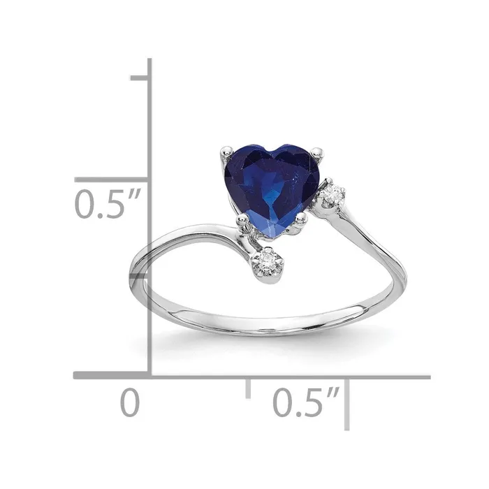 Rings 14k White Gold 6mm Heart Sapphire A Real Diamond ring Goldia