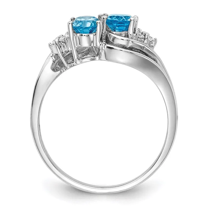 Rings 14k White Gold 6x4mm Oval Blue Topaz A Real Diamond ring Goldia