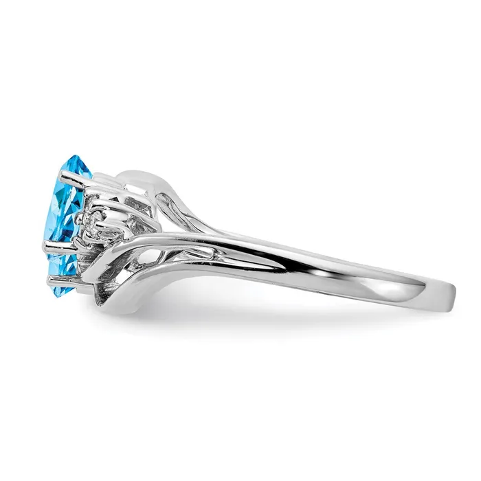 Rings 14k White Gold 6x4mm Oval Blue Topaz A Real Diamond ring Goldia