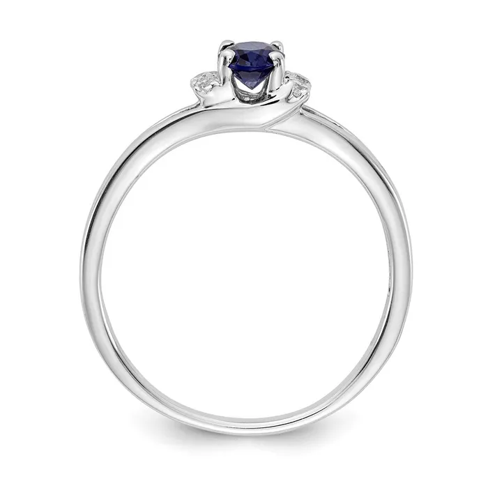 Rings 14k White Gold Real Diamond and Oval Sapphire Ring Goldia