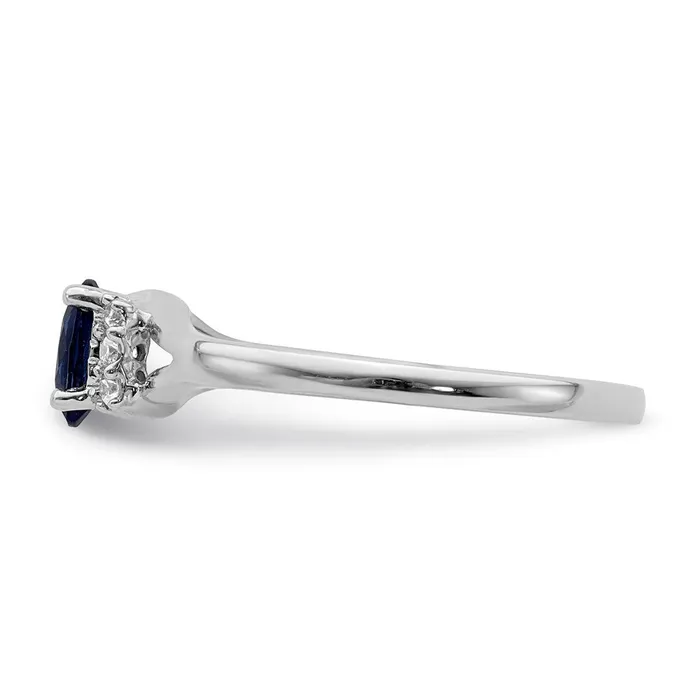 Rings 14k White Gold Real Diamond and Oval Sapphire Ring Goldia