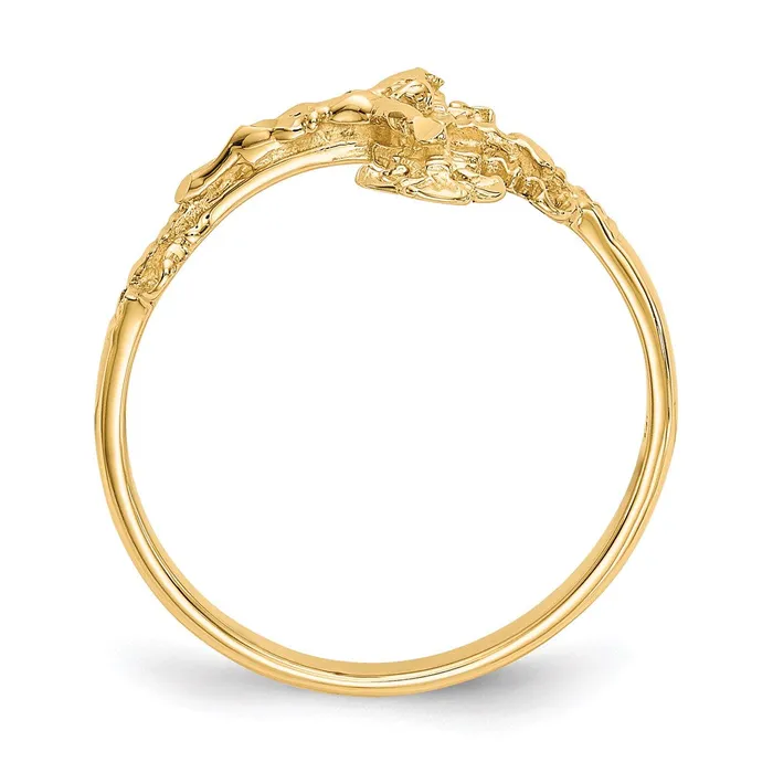 Rings 14K Yellow Gold Real Diamond Cut Crucifix Ring Goldia
