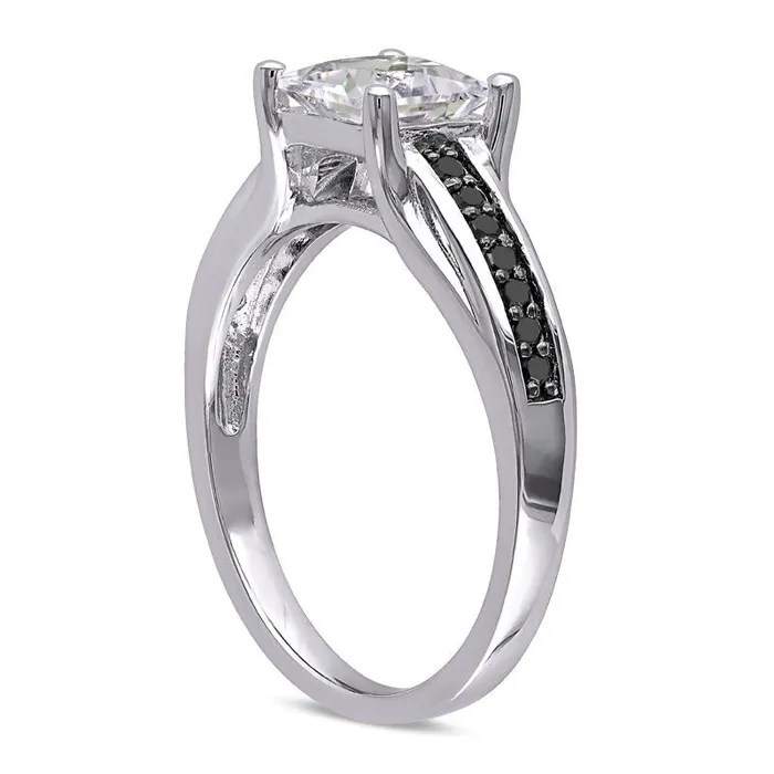 Rings 60mm PrincessCut LabCreated White Sapphire and 013 CT TW Enhanced Black Diamond Ring in Sterling Silver Goldia Rings 60mm PrincessCut LabCreated White Sapphire and 013 CT TW Enhanced Black Diamond Ring in Sterling Silver Goldia