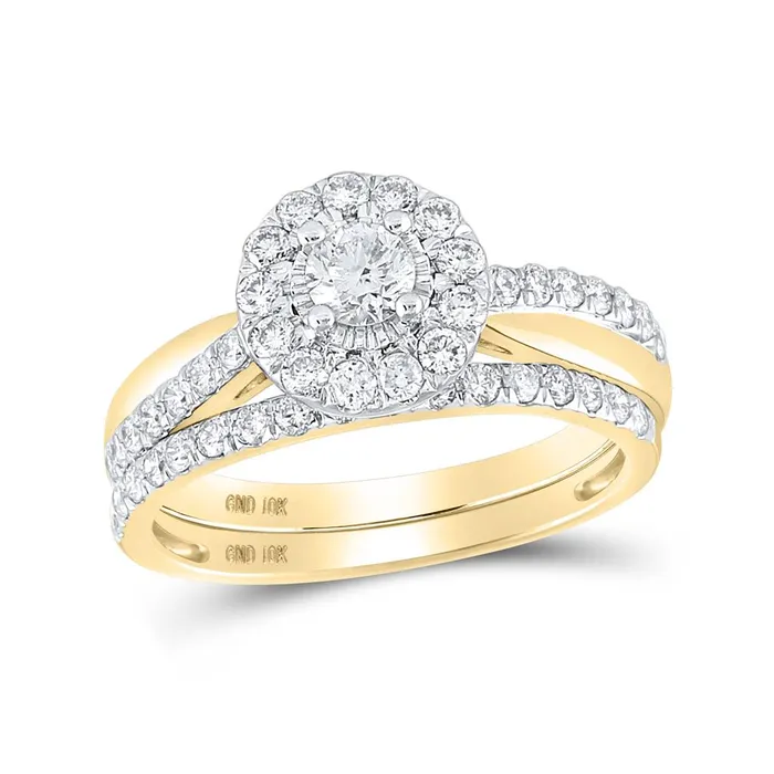 Rings gndatlanta 10k Yellow Gold Round Diamond Bridal Wedding Ring Set 1 Cttw Certified