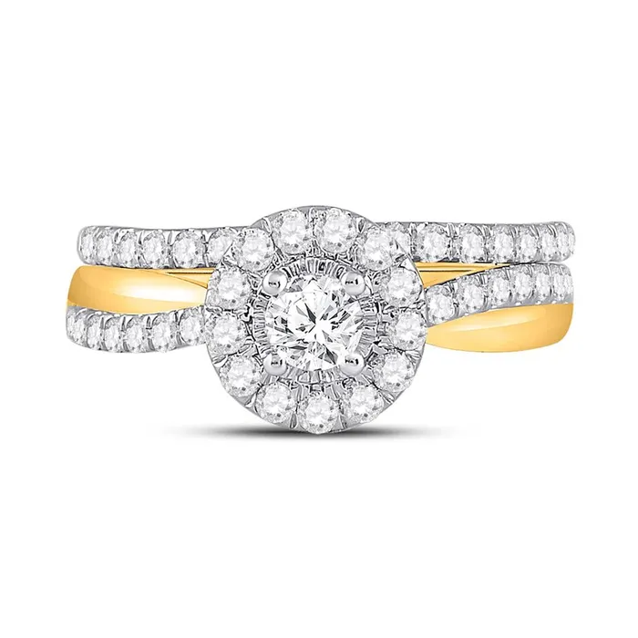 Rings gndatlanta 10k Yellow Gold Round Diamond Bridal Wedding Ring Set 1 Cttw Certified