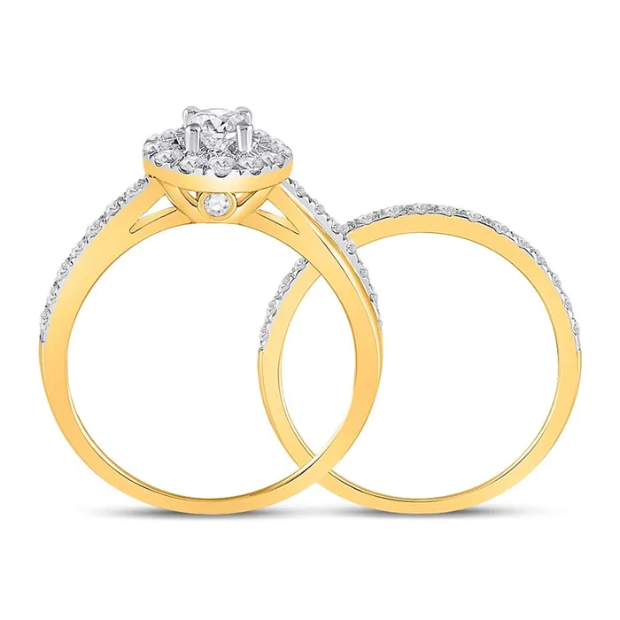 Rings gndatlanta 10k Yellow Gold Round Diamond Bridal Wedding Ring Set 1 Cttw Certified