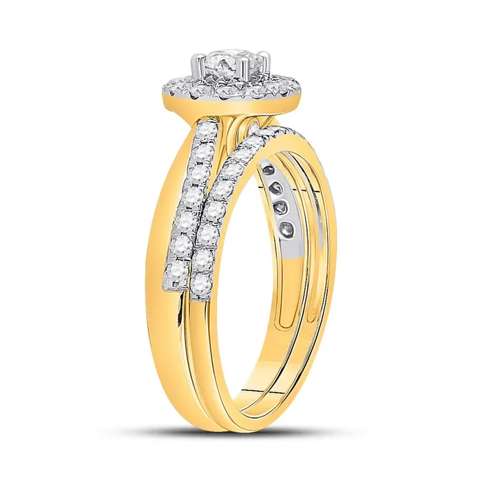 Rings gndatlanta 10k Yellow Gold Round Diamond Bridal Wedding Ring Set 1 Cttw Certified