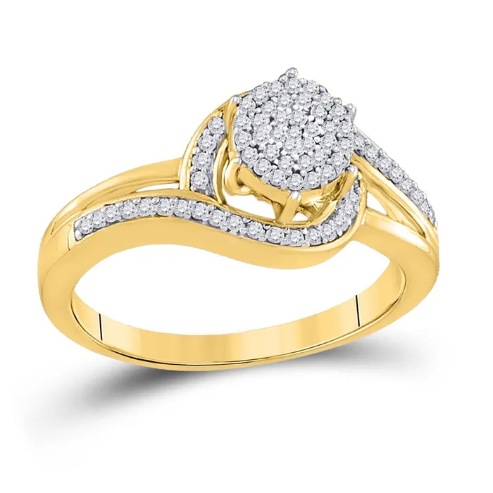 Rings gndatlanta 10k Yellow Gold Round Diamond Cluster Ring 14 Cttw
