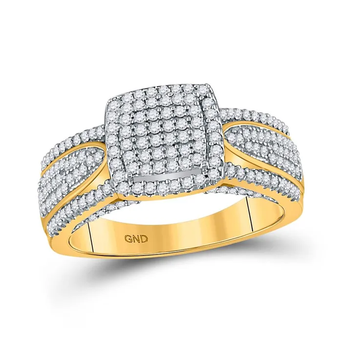 Rings gndatlanta 10k Yellow Gold Round Diamond Square Cluster Ring 12 Cttw Rings gndatlanta 10k Yellow Gold Round Diamond Square Cluster Ring 12 Cttw