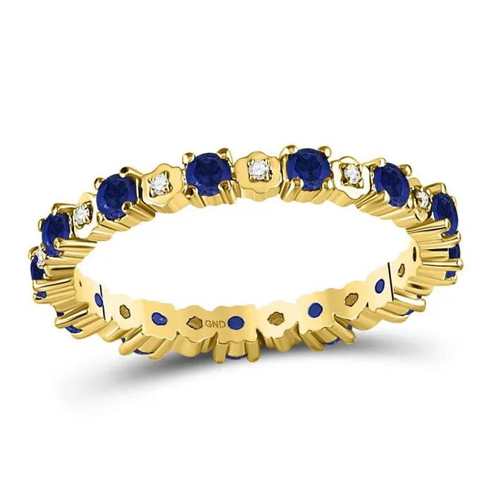Rings gndatlanta 10kt Yellow Gold Round Blue Sapphire Diamond Eternity Band Ring 1 Cttw Rings gndatlanta 10kt Yellow Gold Round Blue Sapphire Diamond Eternity Band Ring 1 Cttw