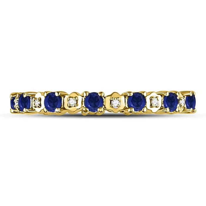 Rings gndatlanta 10kt Yellow Gold Round Blue Sapphire Diamond Eternity Band Ring 1 Cttw