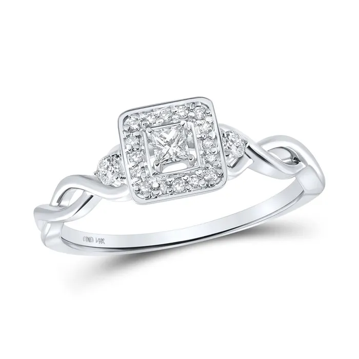 Rings gndatlanta 14k White Gold Princess Diamond Solitaire Promise Ring 15 Cttw