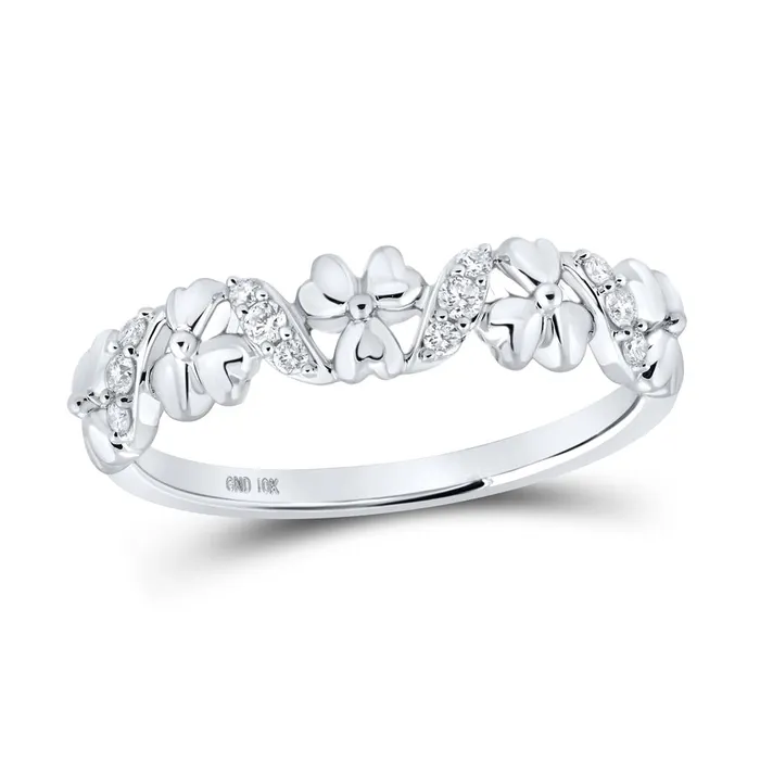Rings gndatlanta 14k White Gold Round Diamond Flower Band Ring 18 Cttw