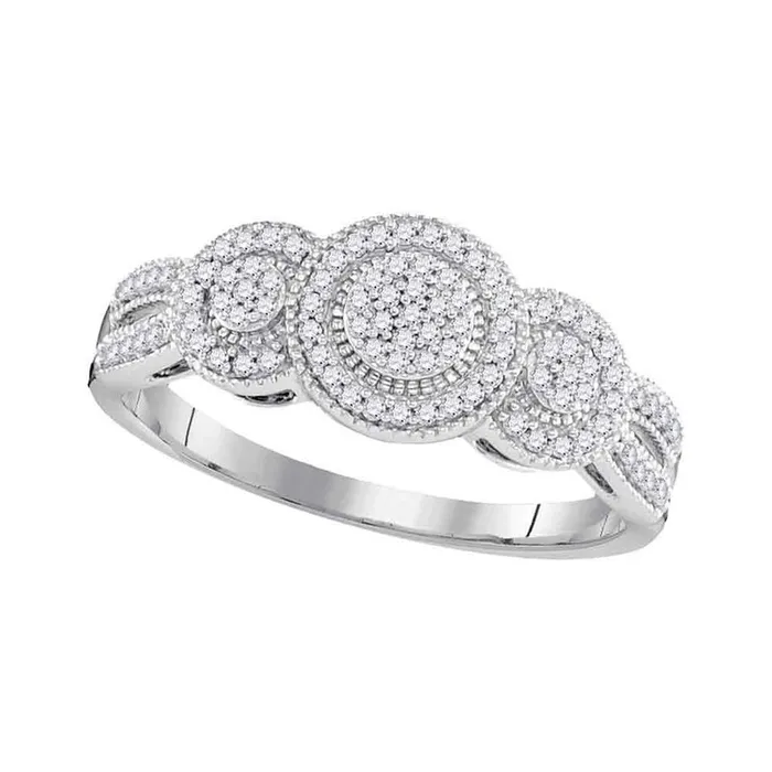 Rings gndatlanta 14k White Gold Round Diamond Triple Cluster Bridal Engagement Ring 14 Cttw Rings gndatlanta 14k White Gold Round Diamond Triple Cluster Bridal Engagement Ring 14 Cttw