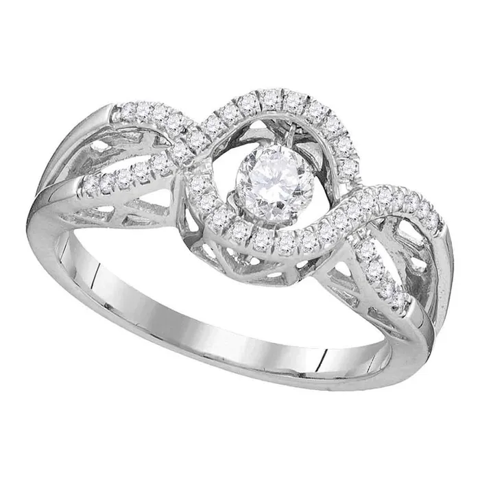 Rings gndatlanta 14k White Gold Round Diamond Twinkle Moving Solitaire Ring 14 Cttw Rings gndatlanta 14k White Gold Round Diamond Twinkle Moving Solitaire Ring 14 Cttw