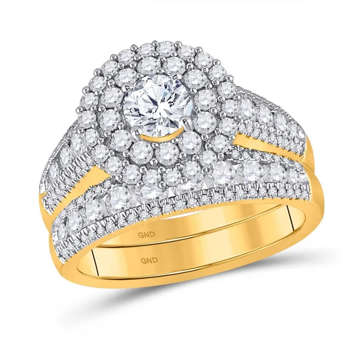 Rings gndatlanta 14k Yellow Gold Round Diamond Bridal Wedding Ring Set 2 Cttw Certified Rings gndatlanta 14k Yellow Gold Round Diamond Bridal Wedding Ring Set 2 Cttw Certified