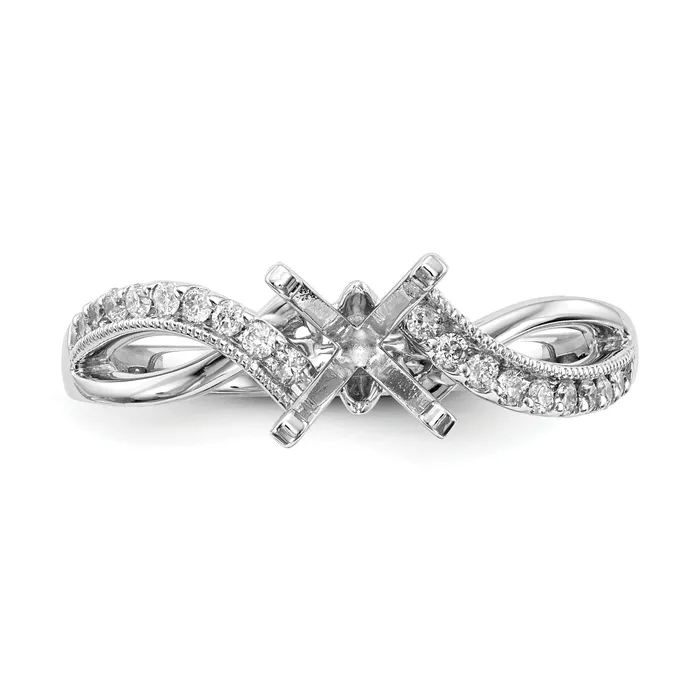 Rings Goldia 016ct CZ Solid Real 14k White Gold Peg Set CrissCross Engagement Ring