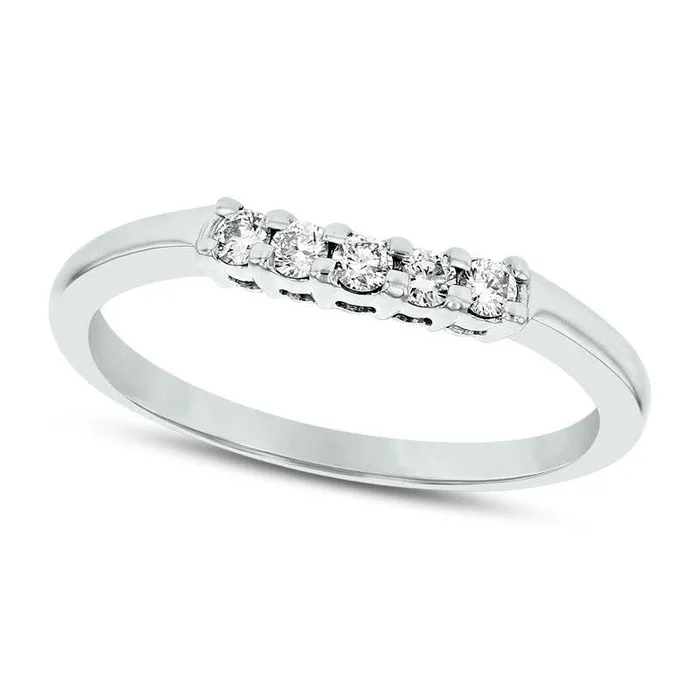 Rings Goldia 017 CT TW Natural Diamond Five Stone Wedding Band in Solid 14K White Gold HSI2 Rings Goldia 017 CT TW Natural Diamond Five Stone Wedding Band in Solid 14K White Gold HSI2