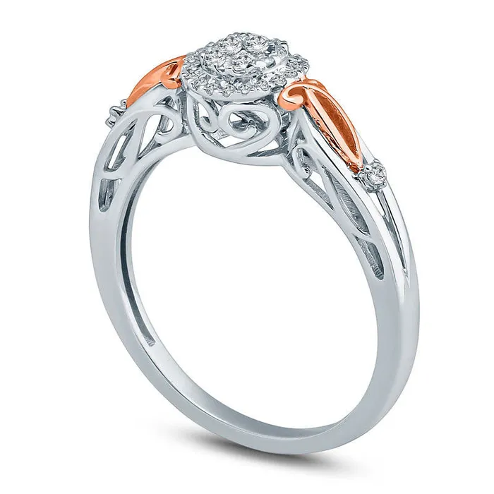 Rings Goldia 020 CT TW Composite Natural Diamond Frame Promise Ring in Sterling Silver with Solid 14K Rose Gold Plate Rings Goldia 020 CT TW Composite Natural Diamond Frame Promise Ring in Sterling Silver with Solid 14K Rose Gold Plate