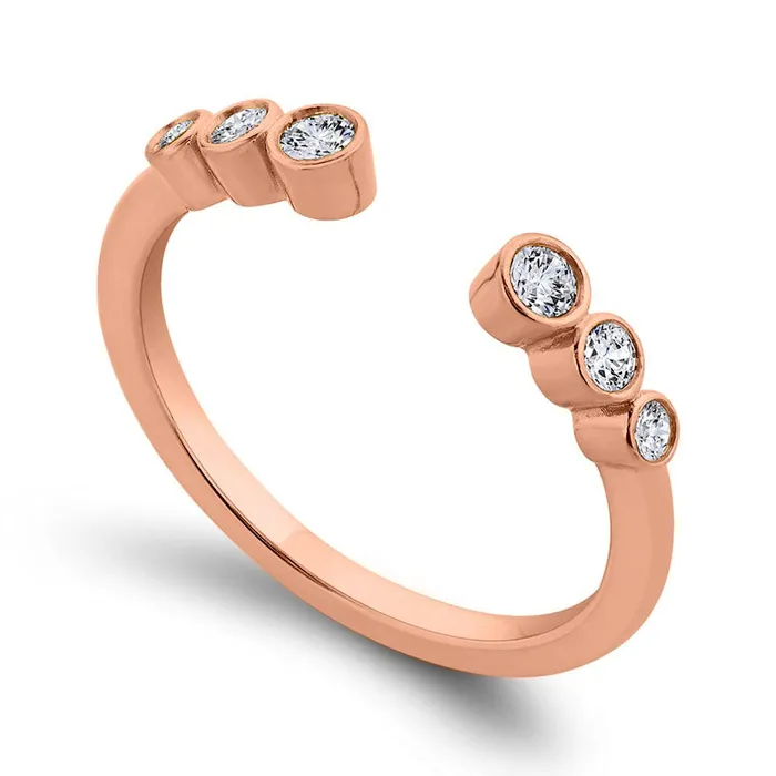 Rings Goldia 020 CT TW Natural Diamond Graduated Six Stone Open Ring in Solid 10K Rose Gold