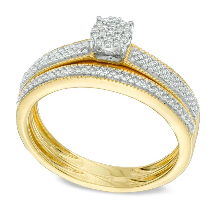 Rings Goldia 025 CT TW Natural Diamond Cluster Bridal Engagement Ring Set in Solid 10K Yellow Gold Rings Goldia 025 CT TW Natural Diamond Cluster Bridal Engagement Ring Set in Solid 10K Yellow Gold