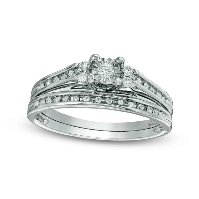 Rings Goldia 025 CT TW Natural Diamond DuoSides Bridal Engagement Ring Set in Sterling Silver Rings Goldia 025 CT TW Natural Diamond DuoSides Bridal Engagement Ring Set in Sterling Silver