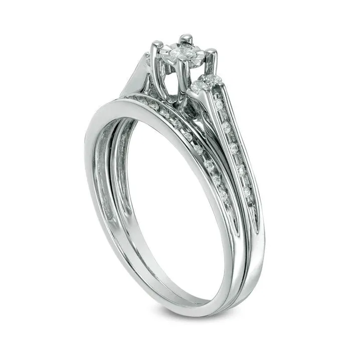 Rings Goldia 025 CT TW Natural Diamond DuoSides Bridal Engagement Ring Set in Sterling Silver Rings Goldia 025 CT TW Natural Diamond DuoSides Bridal Engagement Ring Set in Sterling Silver