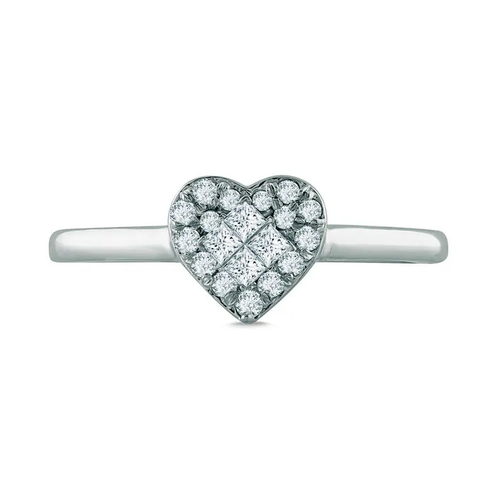 Rings Goldia 025 CT TW PrincessCut Natural Diamond Heart Frame Promise Ring in Solid 10K White Gold Rings Goldia 025 CT TW PrincessCut Natural Diamond Heart Frame Promise Ring in Solid 10K White Gold
