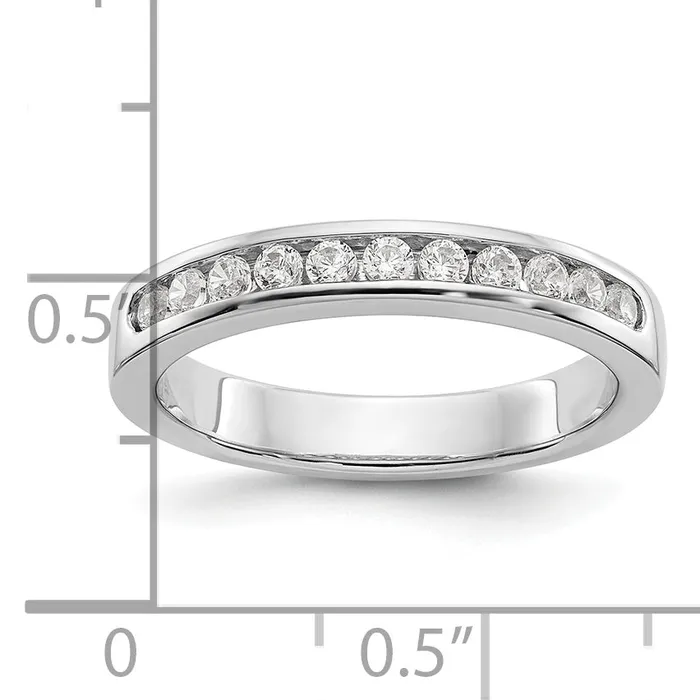 Rings Goldia 031ct CZ Solid Real 14K White Gold 11Stone Channel Wedding Band Ring