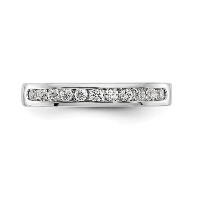 Rings Goldia 031ct CZ Solid Real 14K White Gold 11Stone Channel Wedding Band Ring