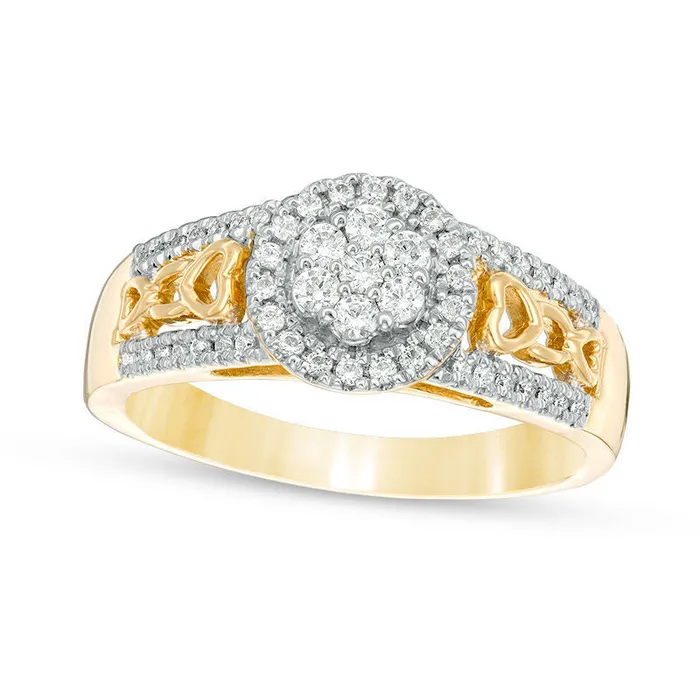 Rings Goldia 033 CT TW Composite Natural Diamond Frame Heart Shank Engagement Ring in Solid 10K Yellow Gold Rings Goldia 033 CT TW Composite Natural Diamond Frame Heart Shank Engagement Ring in Solid 10K Yellow Gold