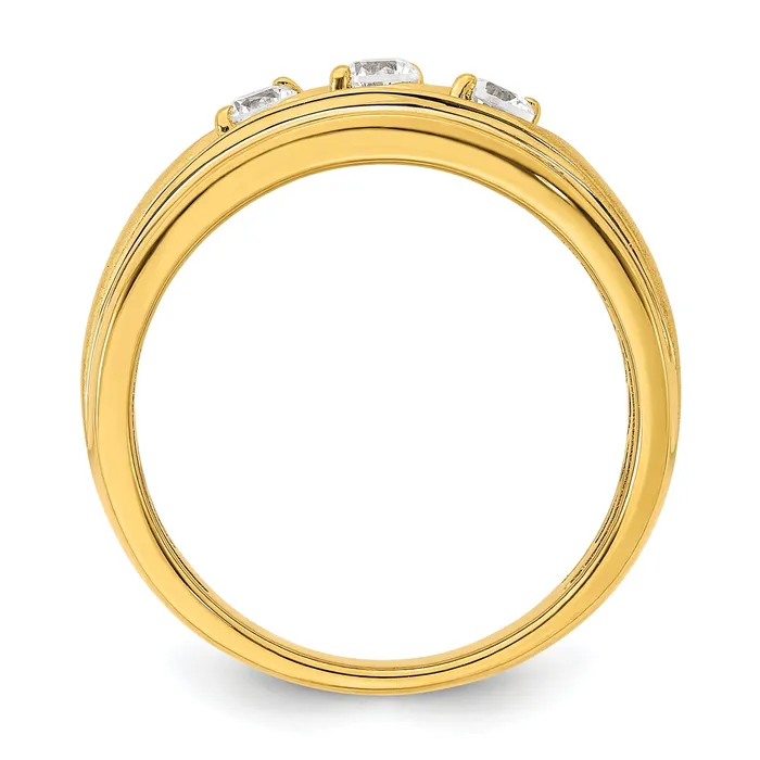 Rings Goldia 038ct CZ Solid Real 14K 3Stone Complete Mens Ring