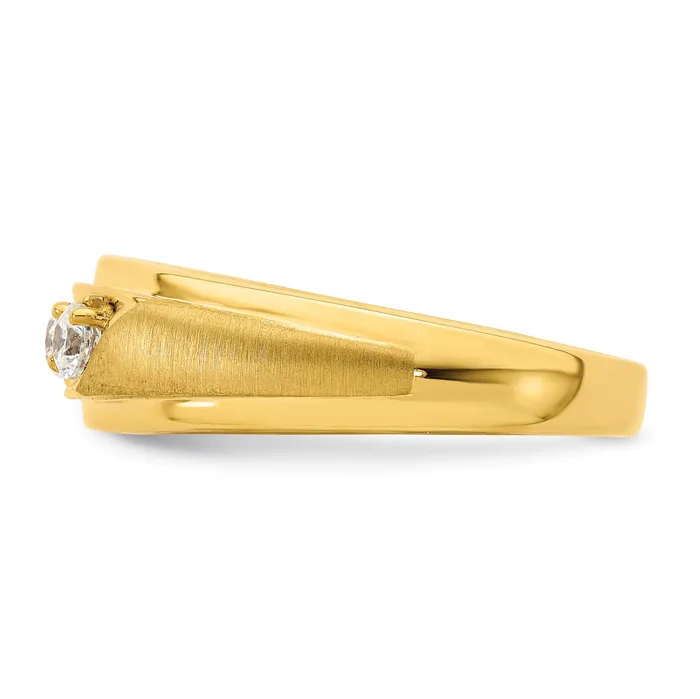 Rings Goldia 038ct CZ Solid Real 14K 3Stone Complete Mens Ring