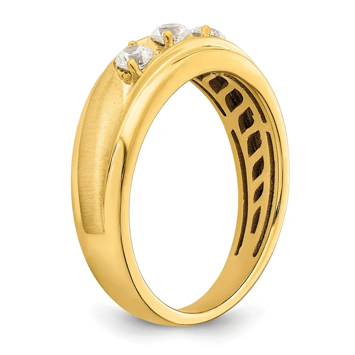 Rings Goldia 038ct CZ Solid Real 14K 3Stone Complete Mens Ring