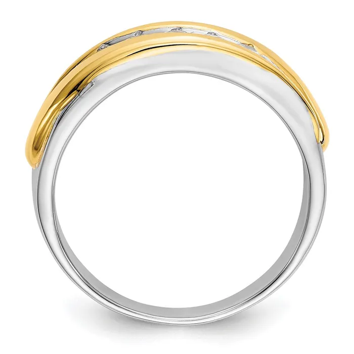 Rings Goldia 040ct CZ Solid Real 14k Twotone Mens Wedding Band Ring
