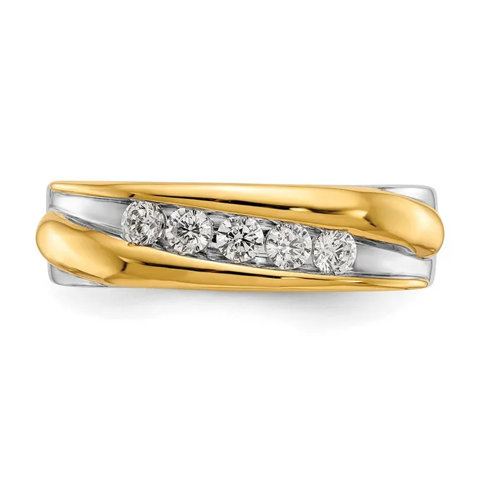 Rings Goldia 040ct CZ Solid Real 14k Twotone Mens Wedding Band Ring