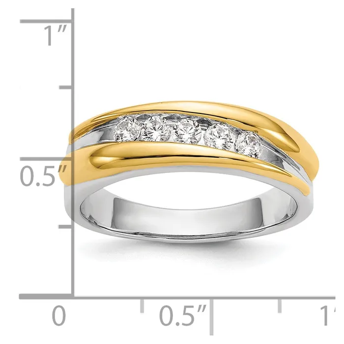 Rings Goldia 040ct CZ Solid Real 14k Twotone Mens Wedding Band Ring