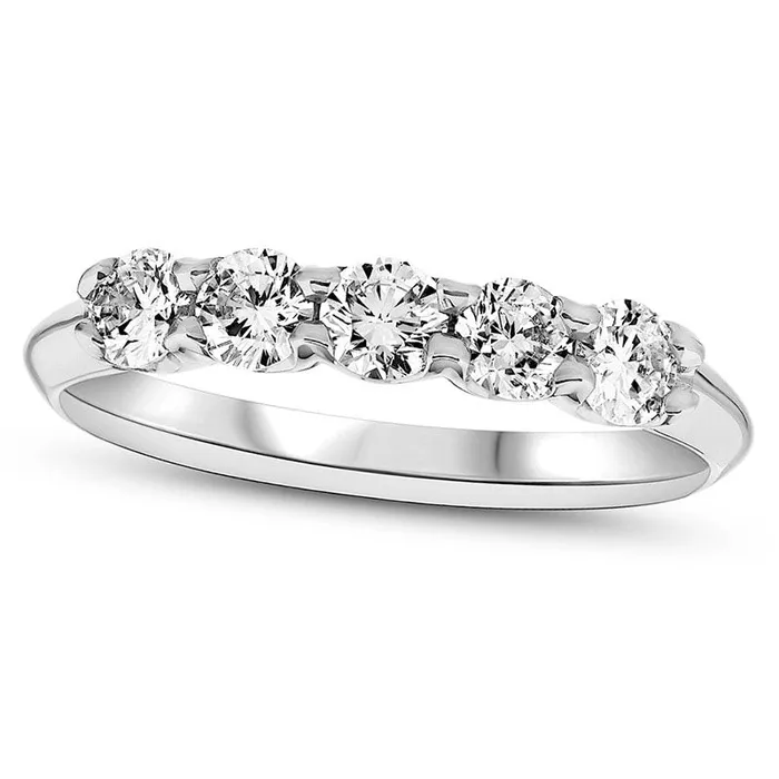 Rings Goldia 075 CT TW Natural Diamond Five Stone Anniversary Band in Solid 14K White Gold Rings Goldia 075 CT TW Natural Diamond Five Stone Anniversary Band in Solid 14K White Gold