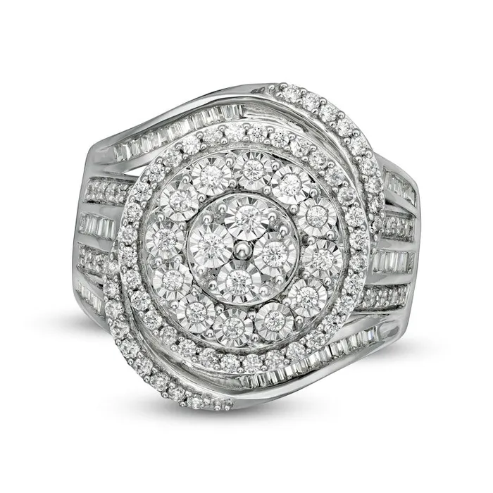 Rings Goldia 10 CT TW Composite Natural Diamond Swirl Frame Ring in Sterling Silver Rings Goldia 10 CT TW Composite Natural Diamond Swirl Frame Ring in Sterling Silver