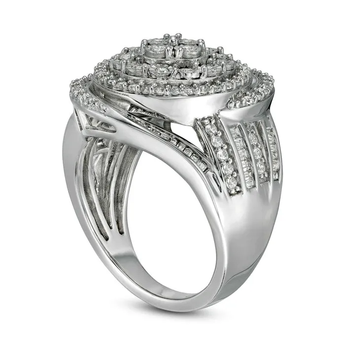 Rings Goldia 10 CT TW Composite Natural Diamond Swirl Frame Ring in Sterling Silver Rings Goldia 10 CT TW Composite Natural Diamond Swirl Frame Ring in Sterling Silver