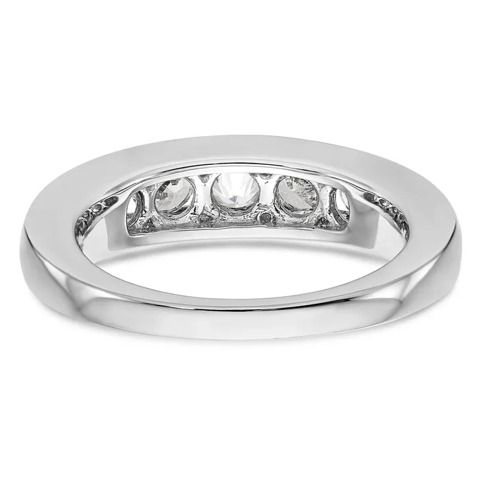 Rings Goldia 100ct CZ Solid Real 14K White Gold 5Stone Channel Wedding Band Ring