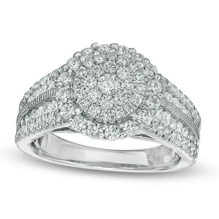 Rings Goldia 138 CT TW Composite Natural Diamond Frame Antique VintageStyle Engagement Ring in Solid 14K White Gold Rings Goldia 138 CT TW Composite Natural Diamond Frame Antique VintageStyle Engagement Ring in Solid 14K White Gold