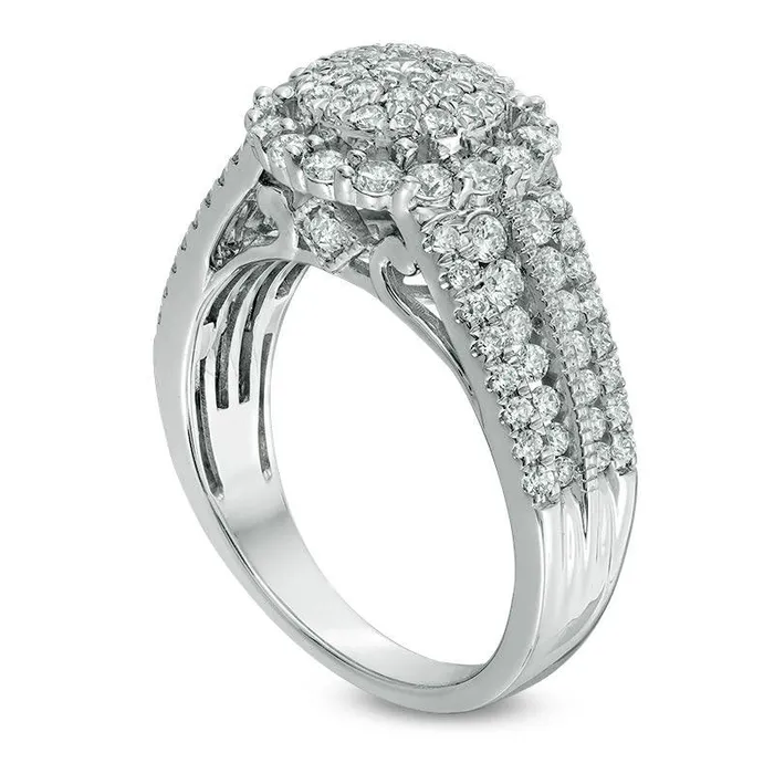 Rings Goldia 138 CT TW Composite Natural Diamond Frame Antique VintageStyle Engagement Ring in Solid 14K White Gold Rings Goldia 138 CT TW Composite Natural Diamond Frame Antique VintageStyle Engagement Ring in Solid 14K White Gold