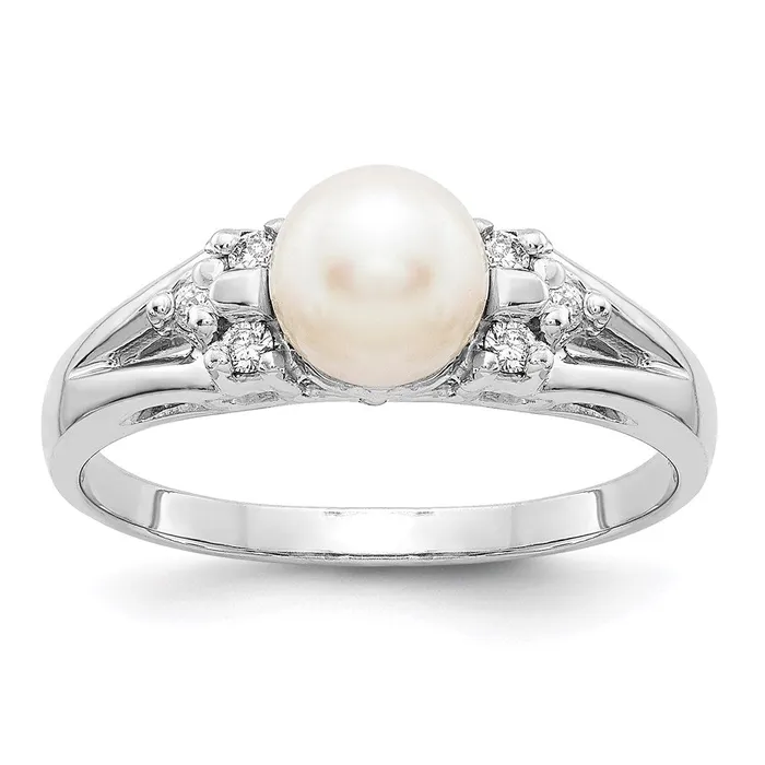 Rings Goldia 14k White Gold 6mm FW Cultured Pearl A Real Diamond ring