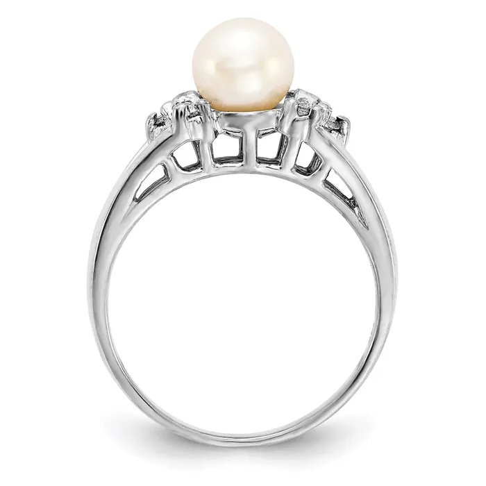 Rings Goldia 14k White Gold 6mm FW Cultured Pearl A Real Diamond ring