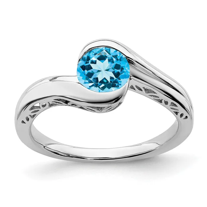 Rings Goldia 14k White Gold Blue Topaz Bypass Ring