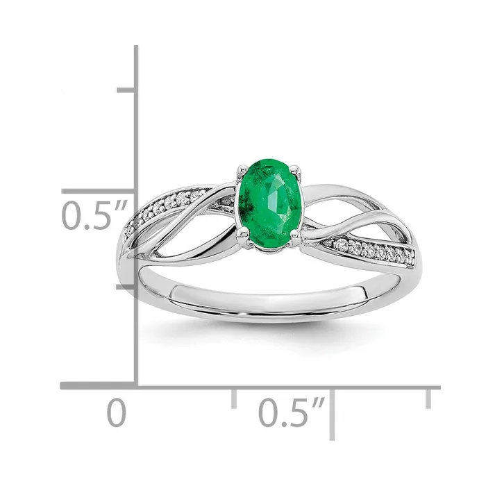 Rings Goldia 14k White Gold Polished Emerald and Real Diamond Ring