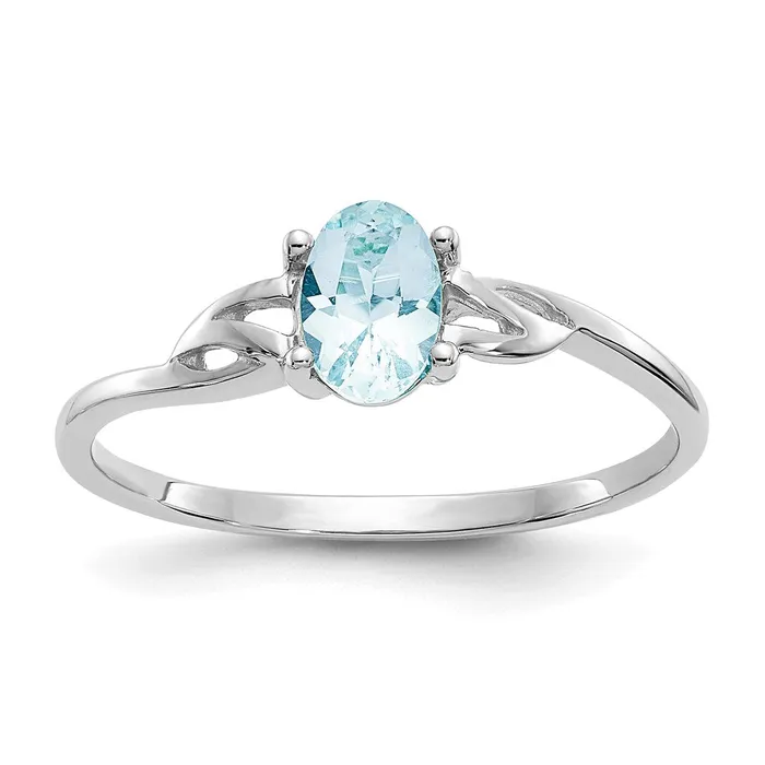Rings Goldia 14K White Gold Polished Geniune Aquamarine Birthstone Ring