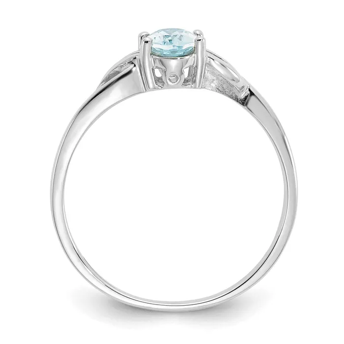 Rings Goldia 14K White Gold Polished Geniune Aquamarine Birthstone Ring